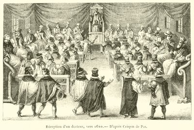 Recepción de un doctor, hacia 1620 de French School